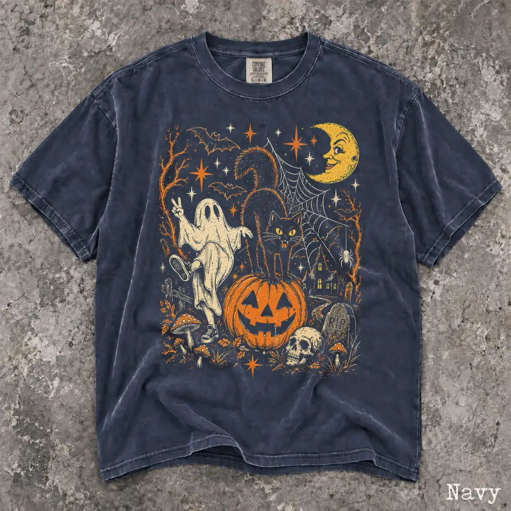 Vintage Halloween Retro Comfort Colors T-Shirt - Navy / S - T-Shirt