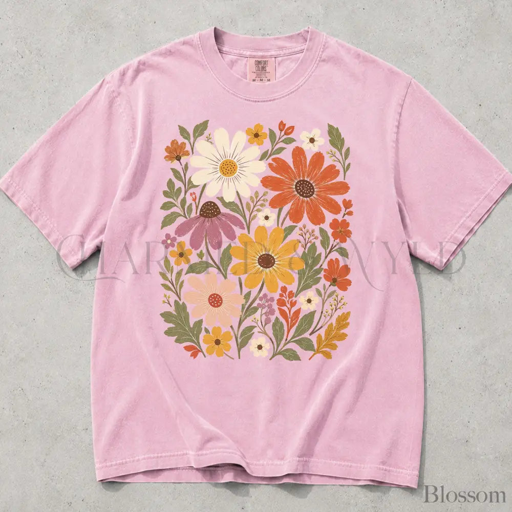 Vintage Meadow Wildflower Comfort Colors T-Shirt - Blossom / S - T-Shirt