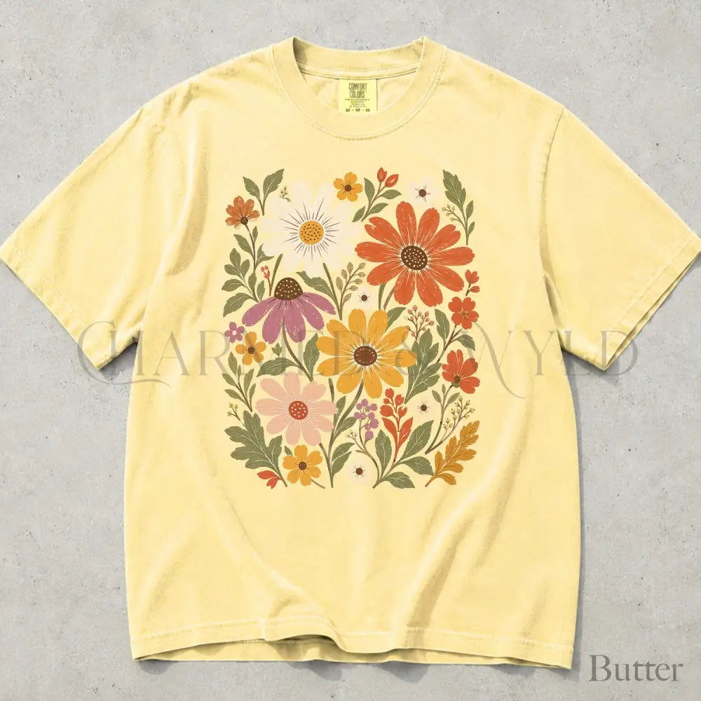 Vintage Meadow Wildflower Comfort Colors T-Shirt - Butter / S - T-Shirt