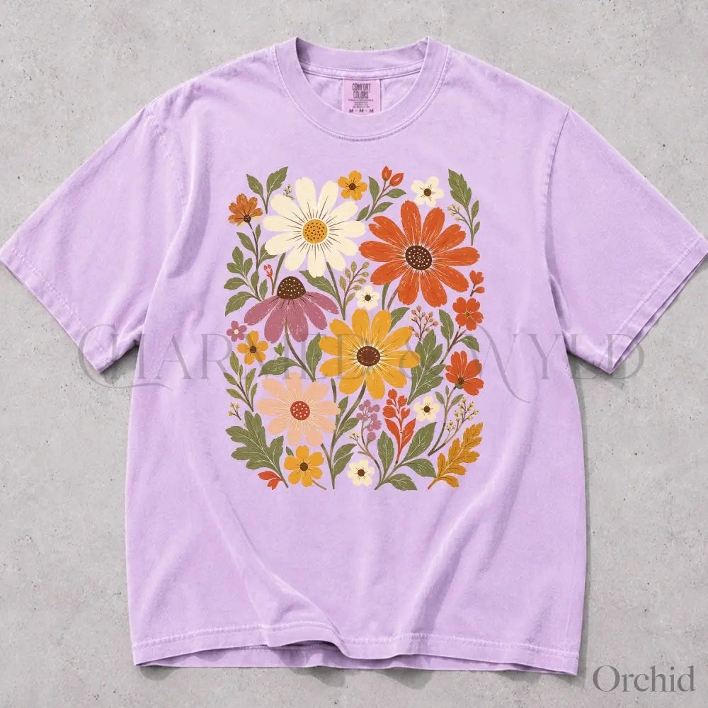 Vintage Meadow Wildflower Comfort Colors T-Shirt - Orchid / S - T-Shirt