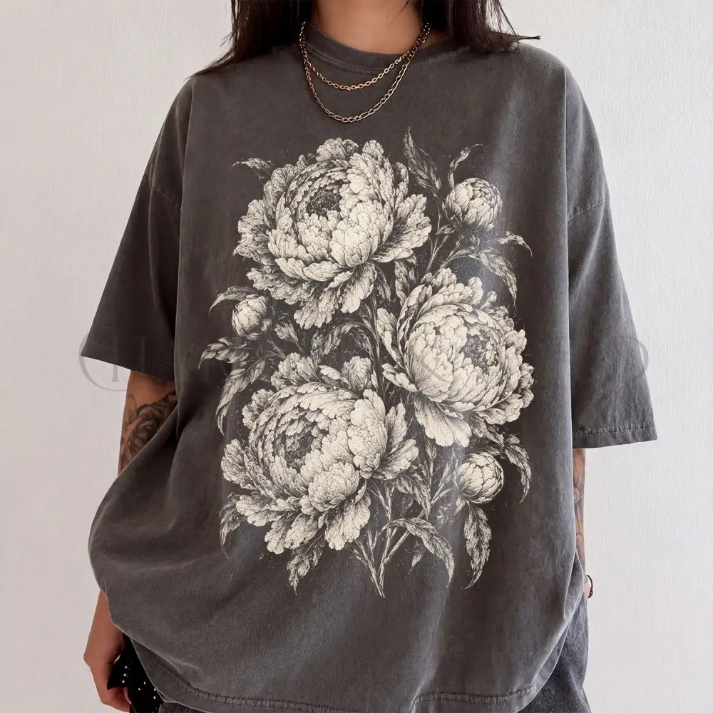 Vintage Peony Comfort Colors Shirt - T-Shirt