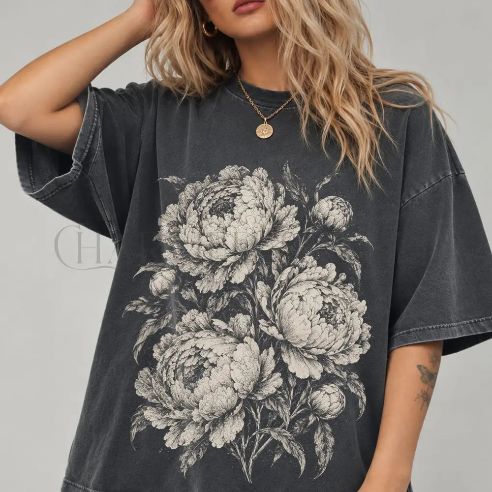 Vintage Peony Comfort Colors Shirt - T-Shirt