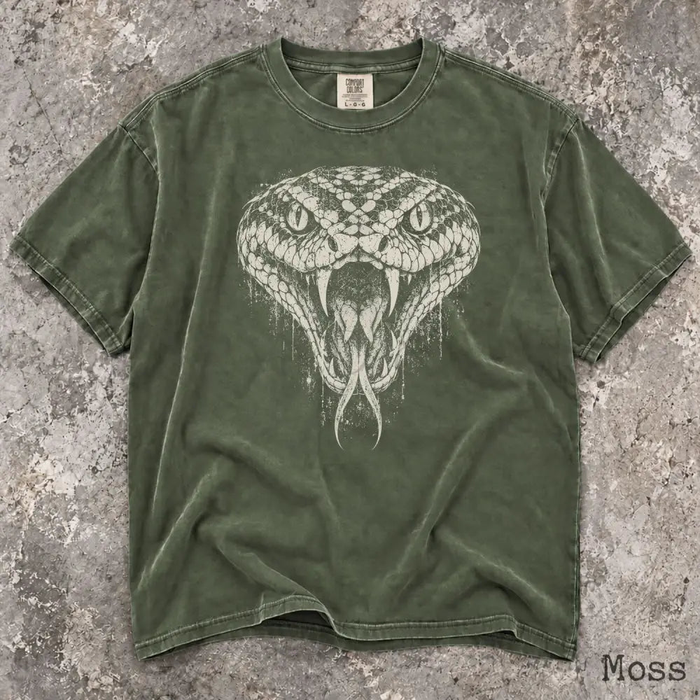 Vintage Style Snake Comfort Colors T-Shirt - Moss / S - T-Shirt