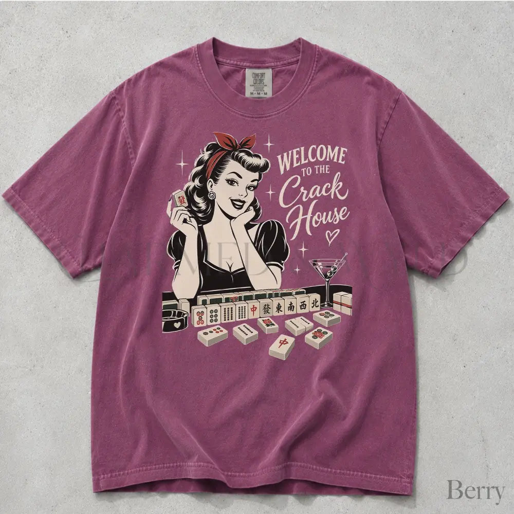 Welcome to the Crack House Mahjong Comfort Colors T-Shirt - Berry / S - T-Shirt
