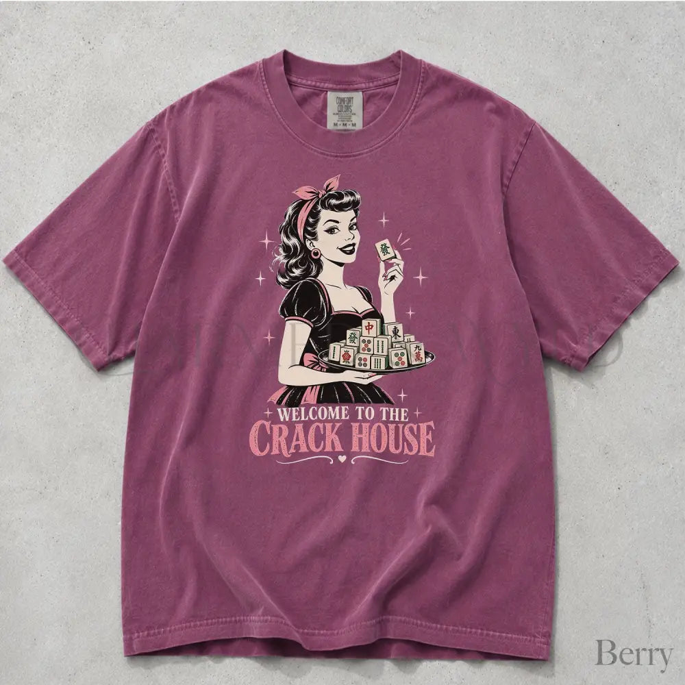 Welcome to the Crack House Mahjong Comfort Colors T-Shirt - Berry / S - T-Shirt
