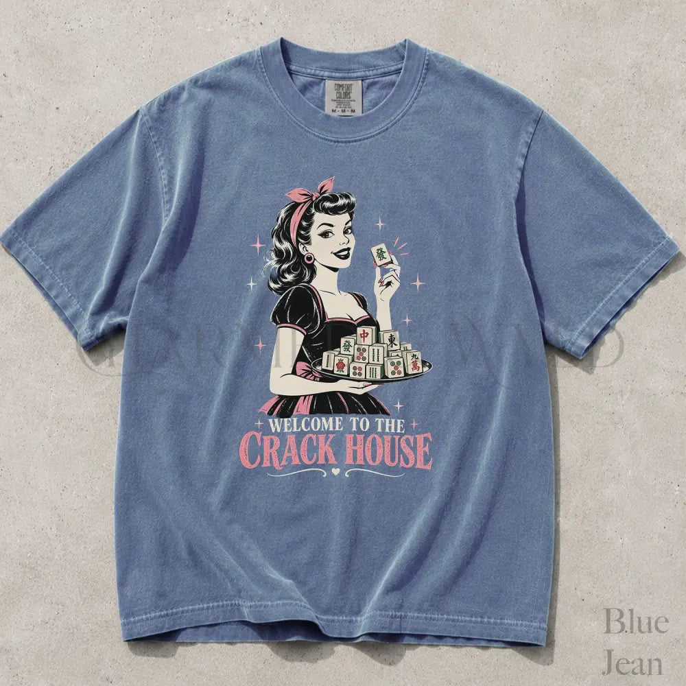 Welcome to the Crack House Mahjong Comfort Colors T-Shirt - Blue Jean / S - T-Shirt