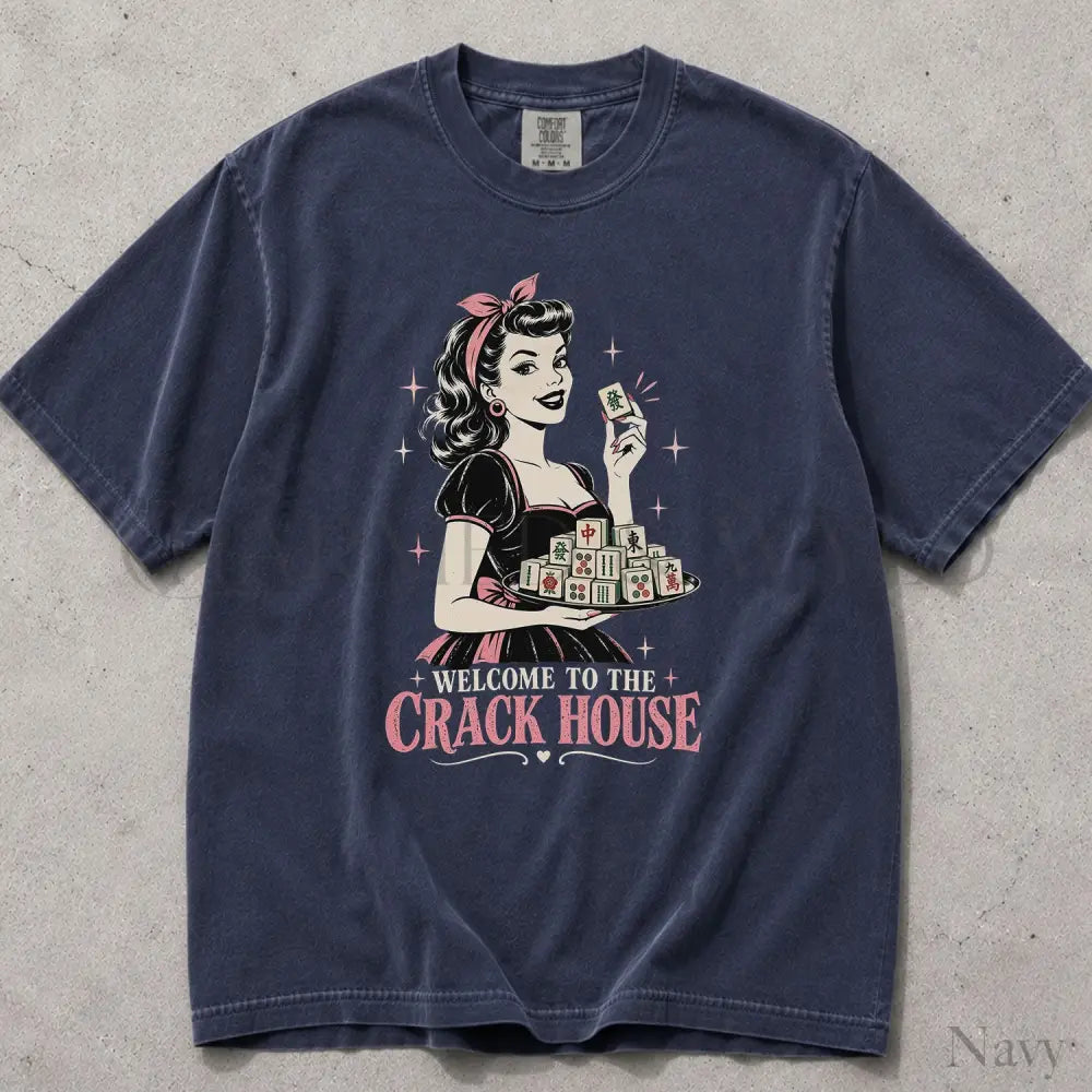 Welcome to the Crack House Mahjong Comfort Colors T-Shirt - Navy / S - T-Shirt