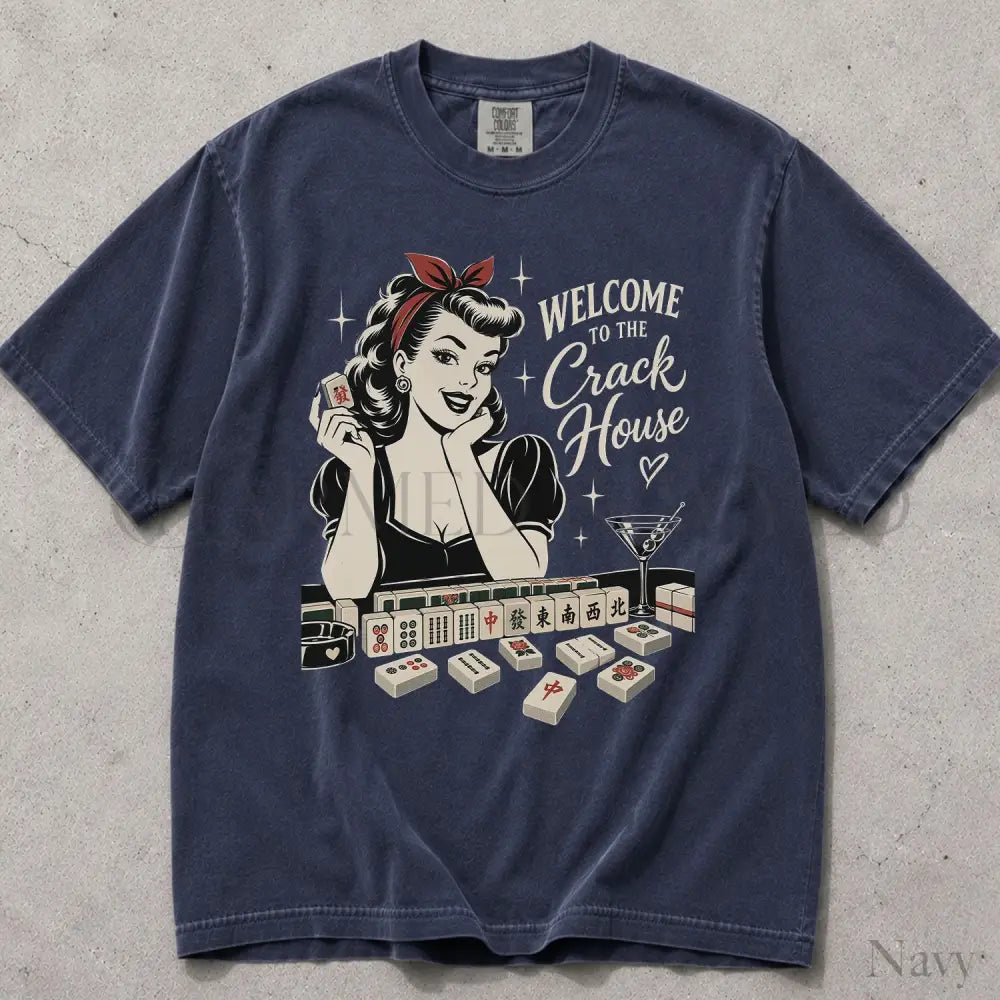 Welcome to the Crack House Mahjong Comfort Colors T-Shirt - Navy / S - T-Shirt