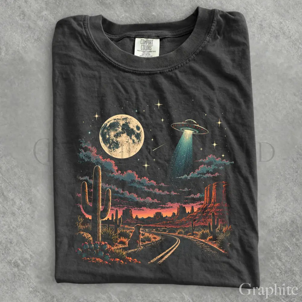 Western Stargazer UFO Comfort Colors T-Shirt - Graphite / S - T-Shirt