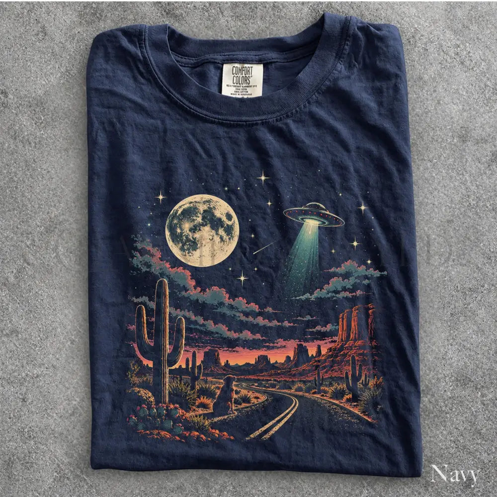 Western Stargazer UFO Comfort Colors T-Shirt - Navy / S - T-Shirt