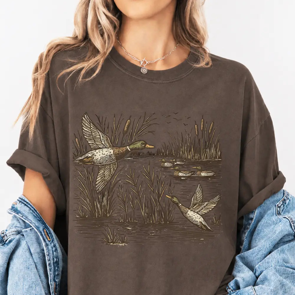 Wetland Ducks T-Shirt - Espresso / S - T-Shirt