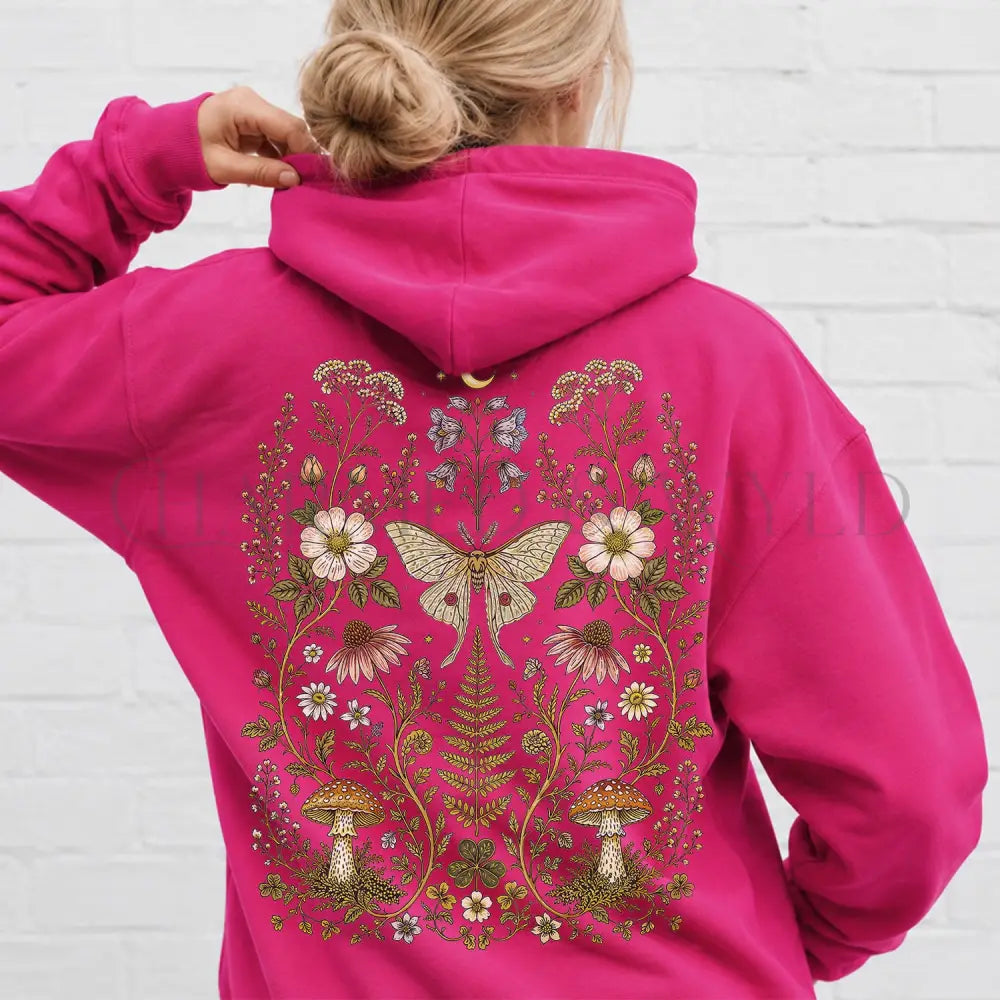 Whimsical Moth Hooded Sweatshirt - Hoodie