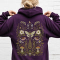 Whimsical Moth Hooded Sweatshirt - Purple / S - Hoodie