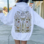 Whimsical Moth Hooded Sweatshirt - White / S - Hoodie