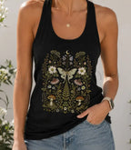 Whimsical Moth Wildflower Racerback Tank Top - Charmed and Wyld