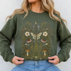 Whimsical Moth Wildflower Sweatshirt - Charmed and Wyld