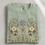 Whimsical Moth Wildflower T-Shirt - T-Shirt