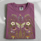 Whimsical Moth Wildflower T-Shirt - Berry / S - T-Shirt