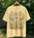 Whimsical Moth Wildflower T-Shirt - Butter / S - T-Shirt