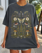 Whimsical Moth Wildflower T-Shirt - Pepper / S - T-Shirt