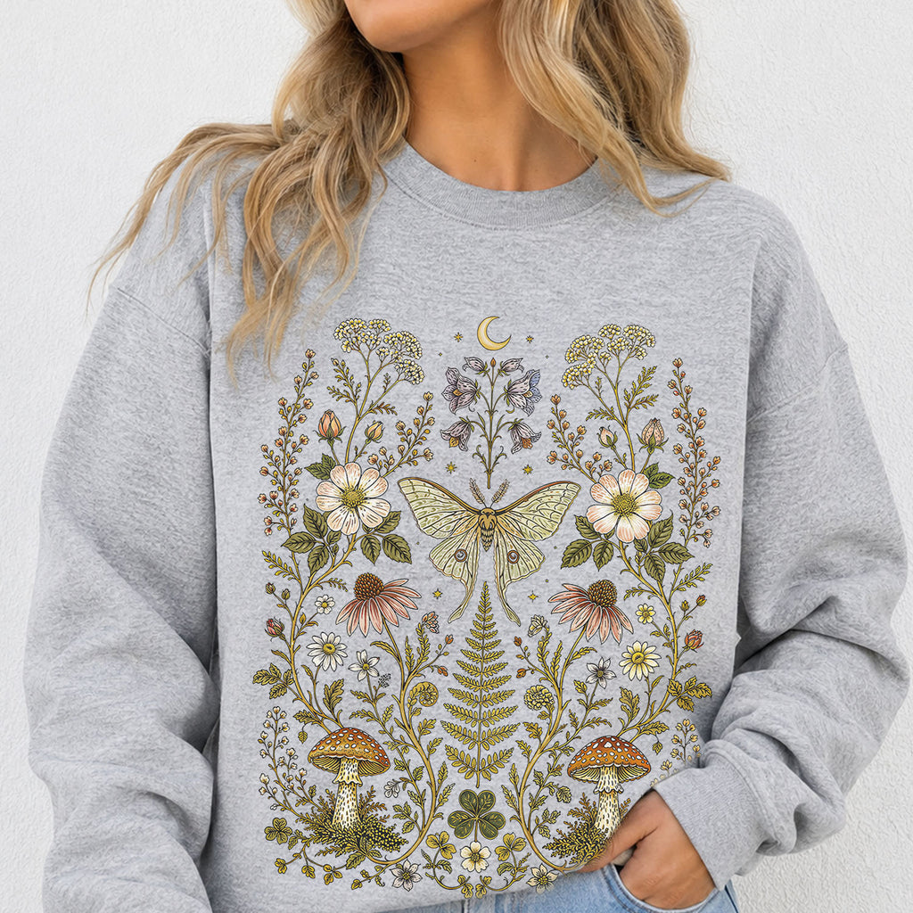 Whimsical Moth Wildflower Sweatshirt