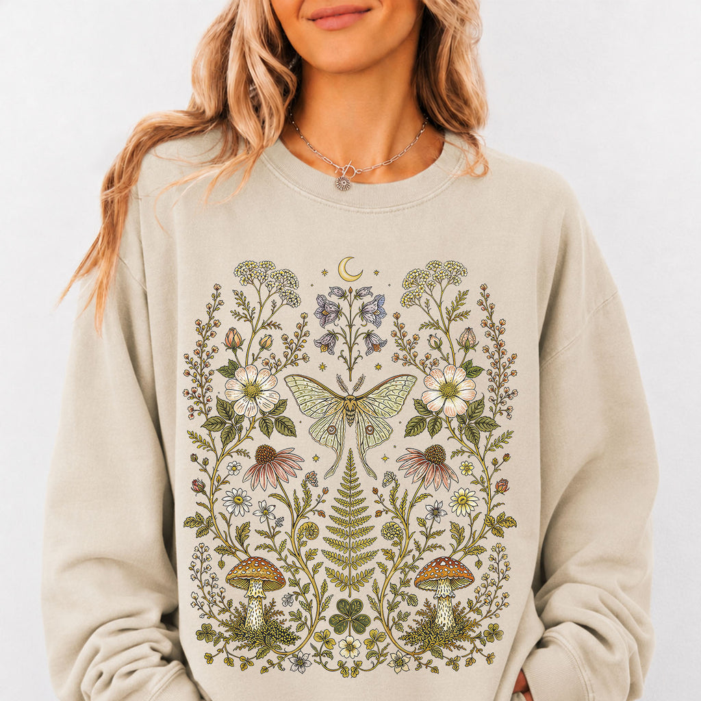 Whimsical Moth Wildflower Sweatshirt