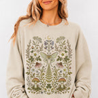 Whimsical Moth Wildflower Sweatshirt