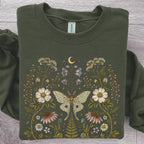 Whimsical Moth Wildflower Sweatshirt