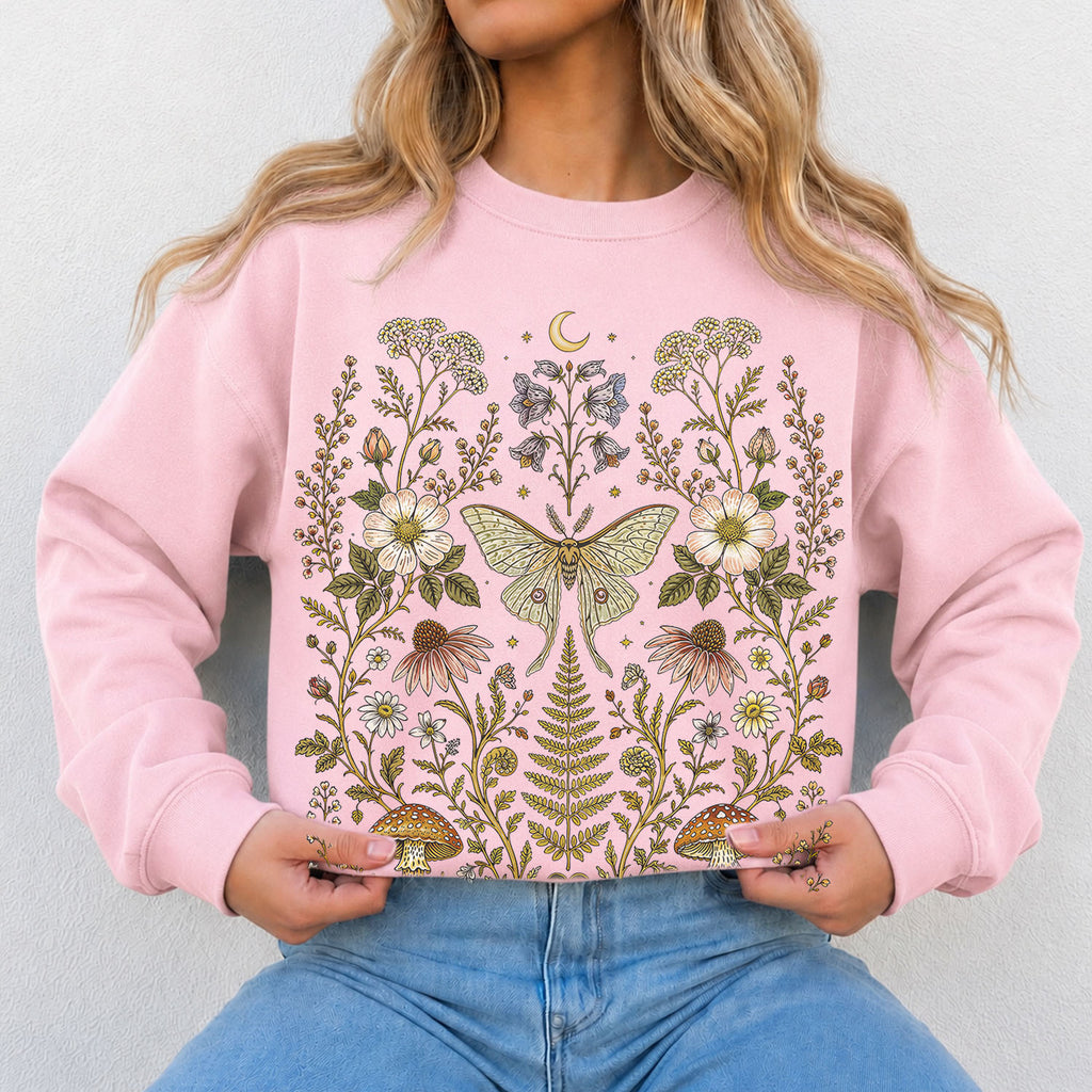 Whimsical Moth Wildflower Sweatshirt