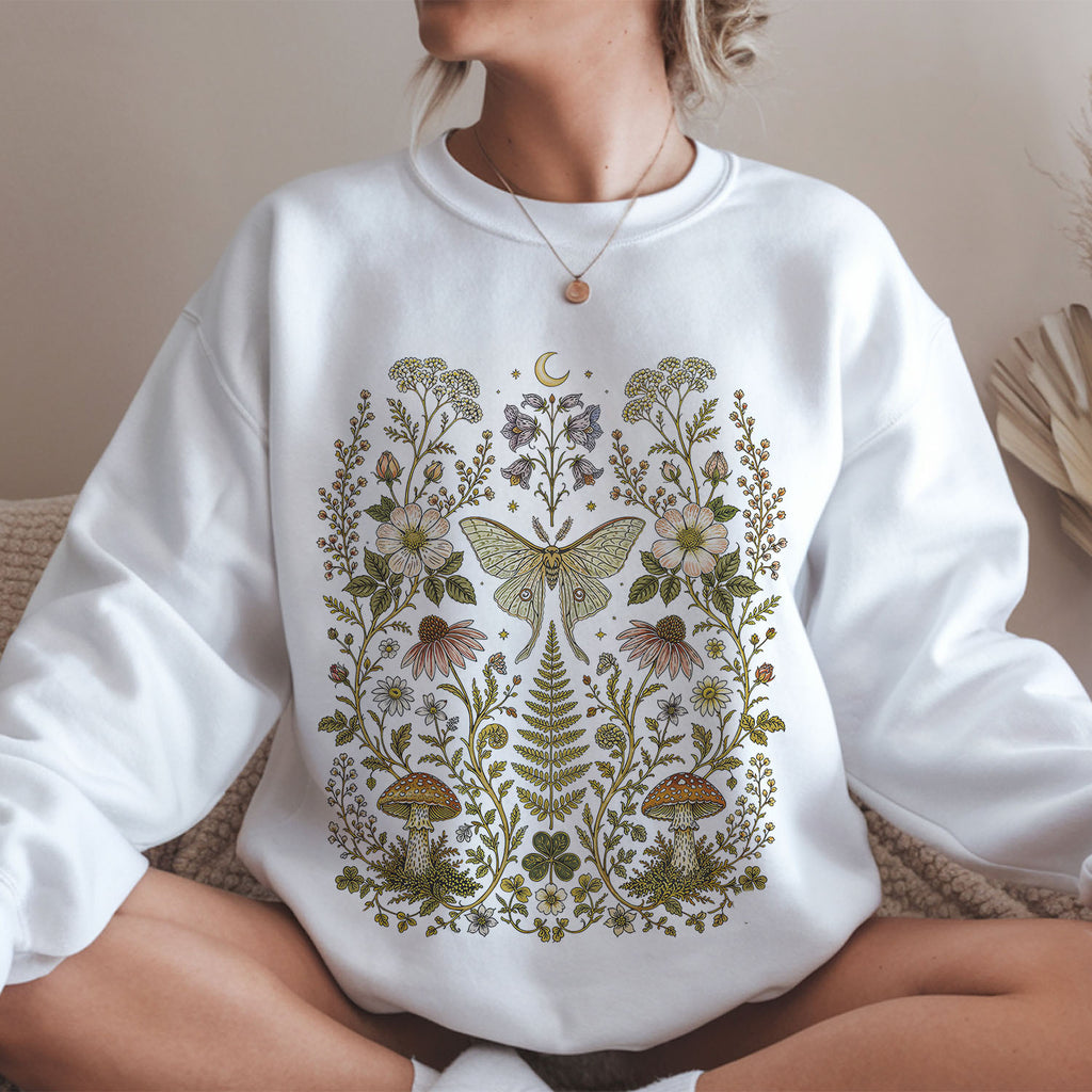 Whimsical Moth Wildflower Sweatshirt