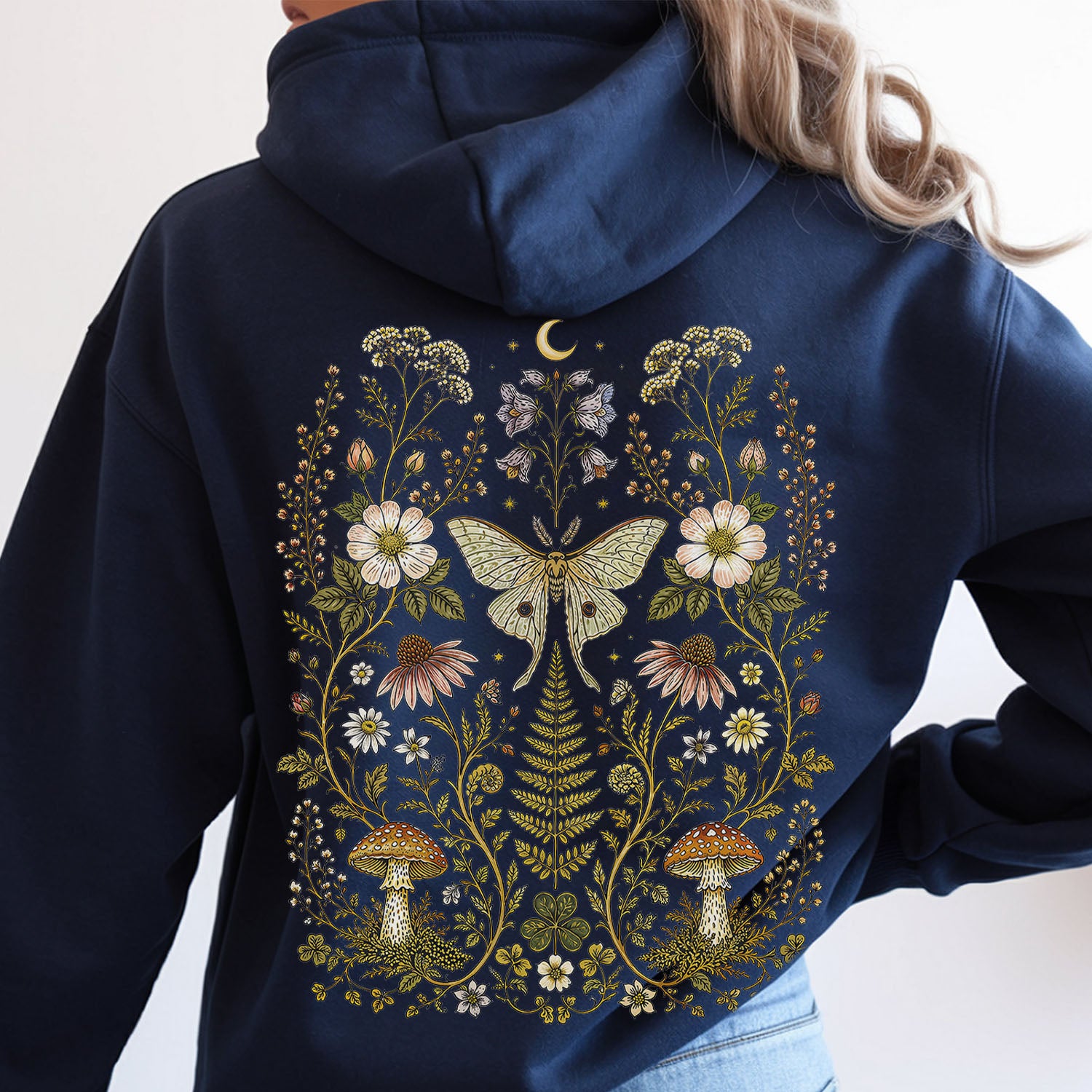 Whimsical Moth Hooded Sweatshirt