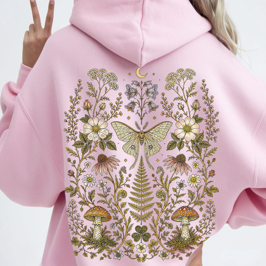 Whimsical Moth Hooded Sweatshirt