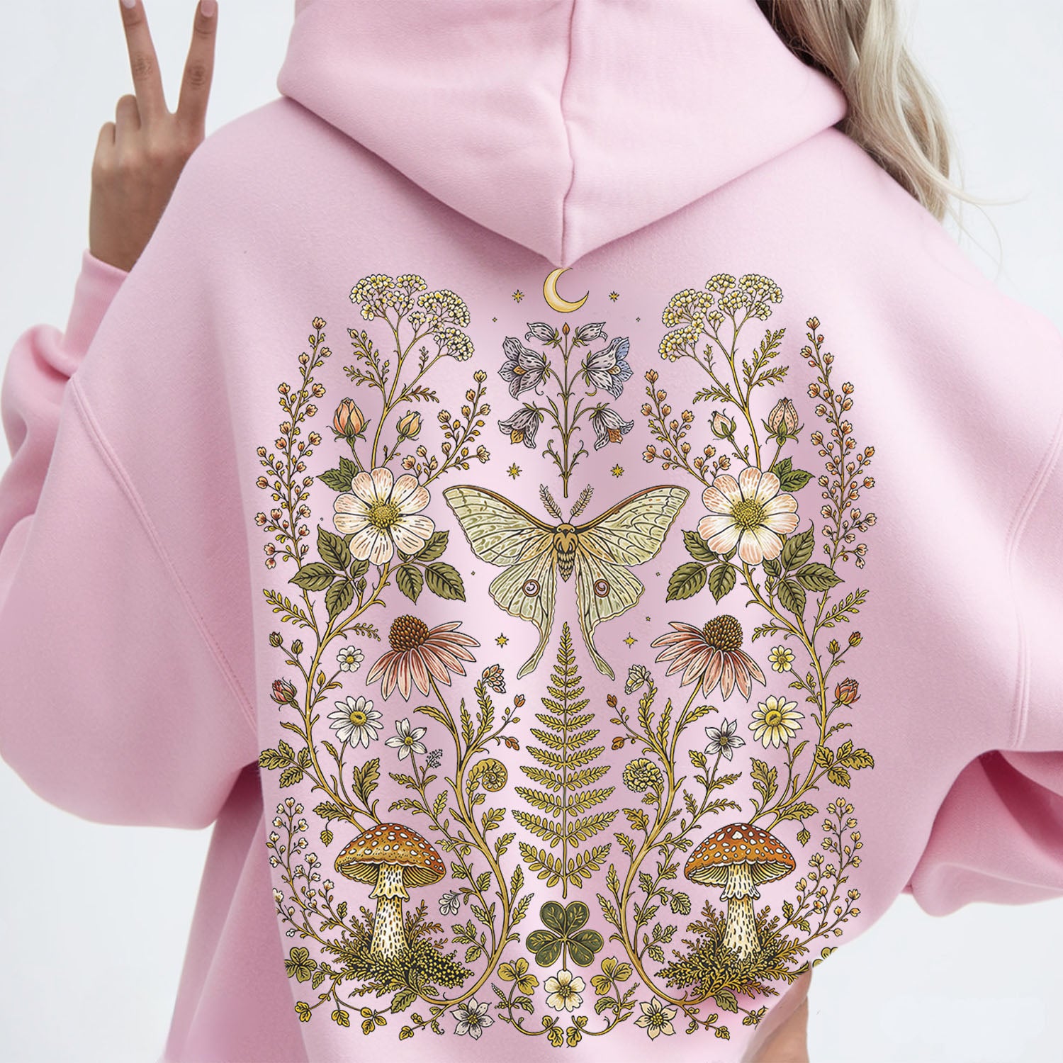 Whimsical Moth Hooded Sweatshirt