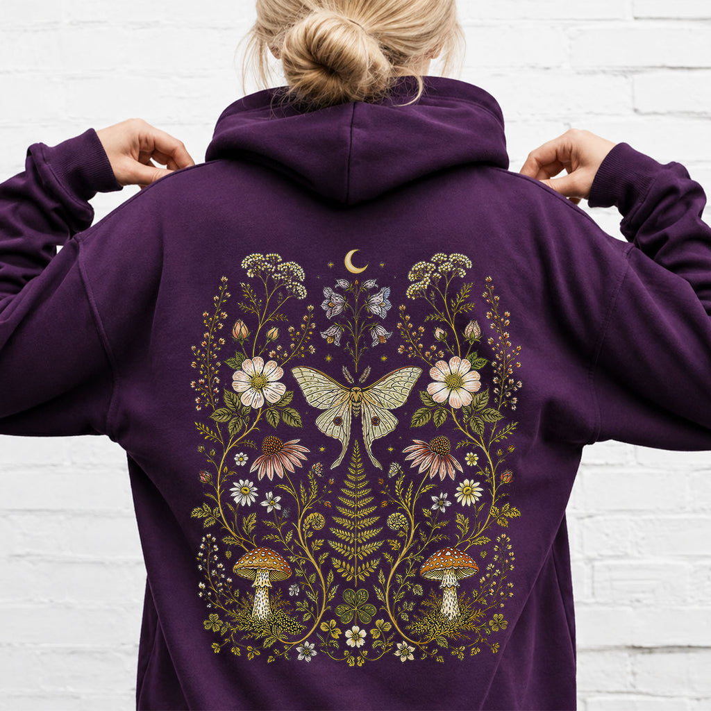 Whimsical Moth Hooded Sweatshirt
