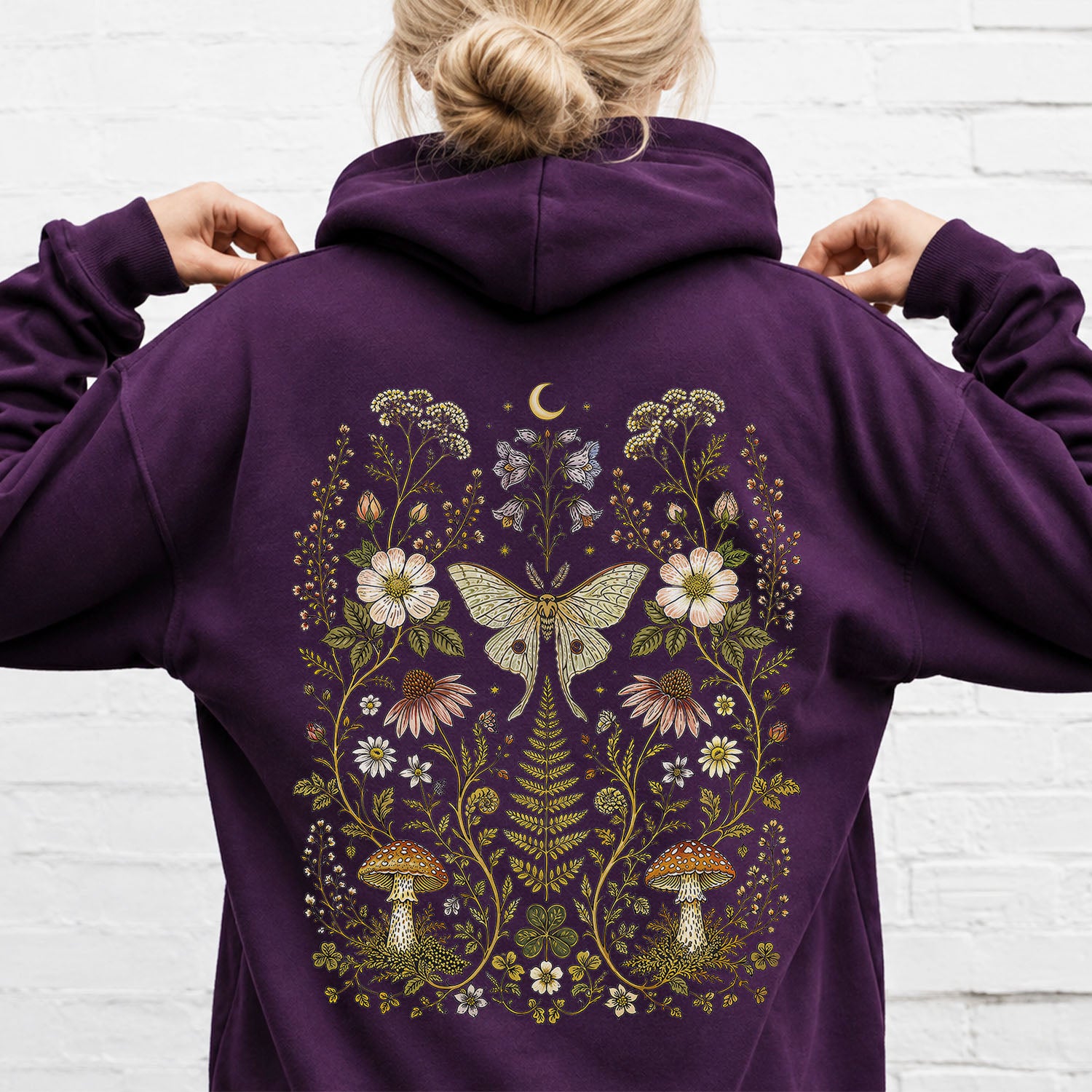 Whimsical Moth Hooded Sweatshirt