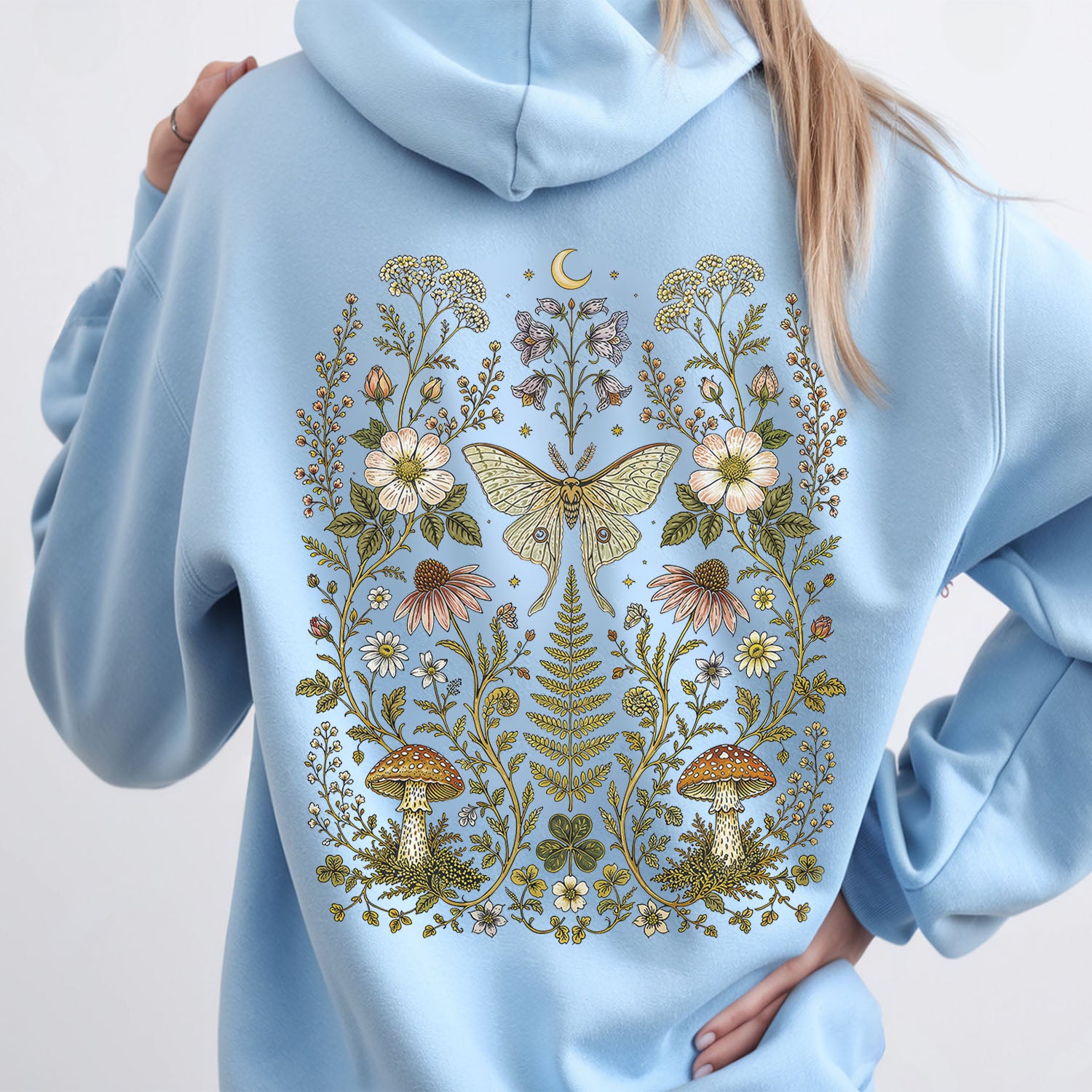 Whimsical Moth Hooded Sweatshirt