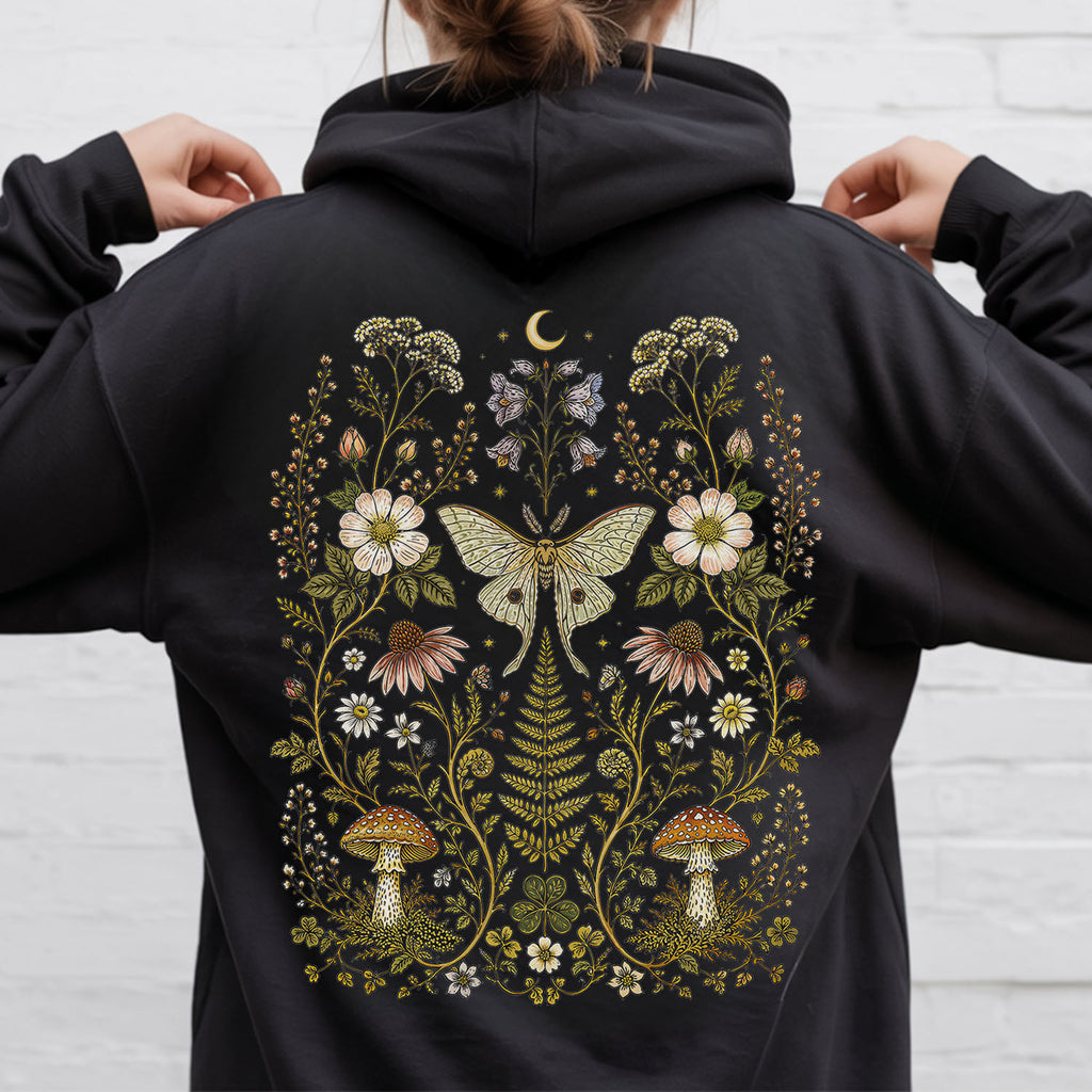 Whimsical Moth Hooded Sweatshirt