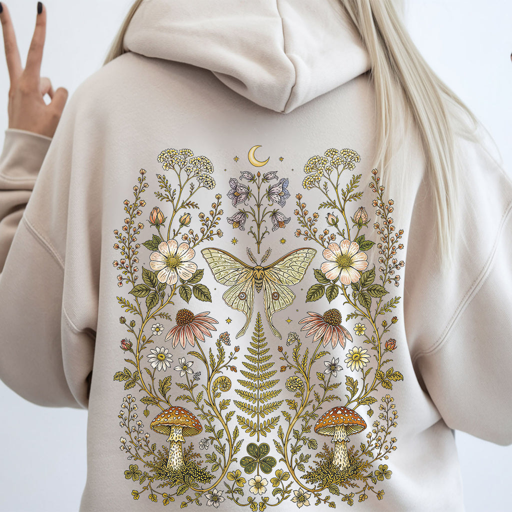 Whimsical Moth Hooded Sweatshirt