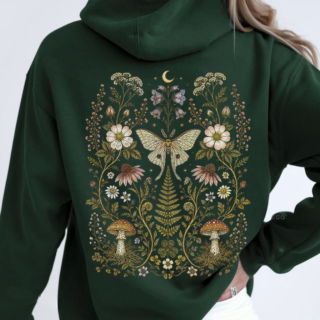 Whimsical Moth Hooded Sweatshirt