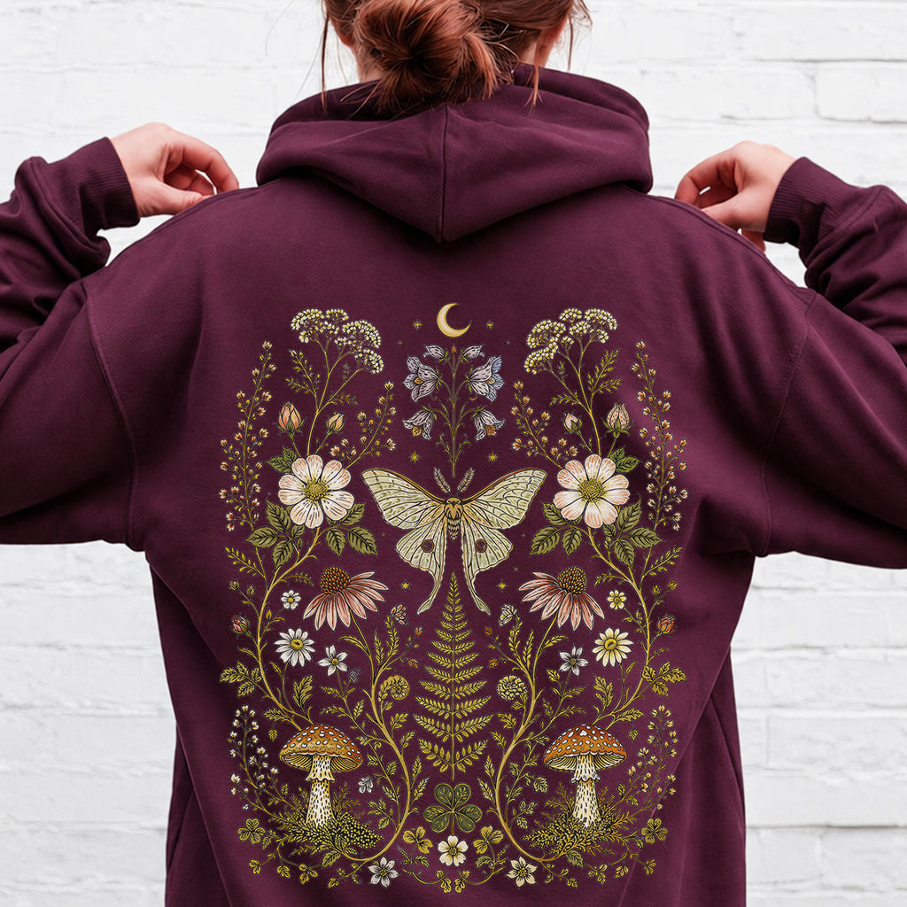 Whimsical Moth Hooded Sweatshirt