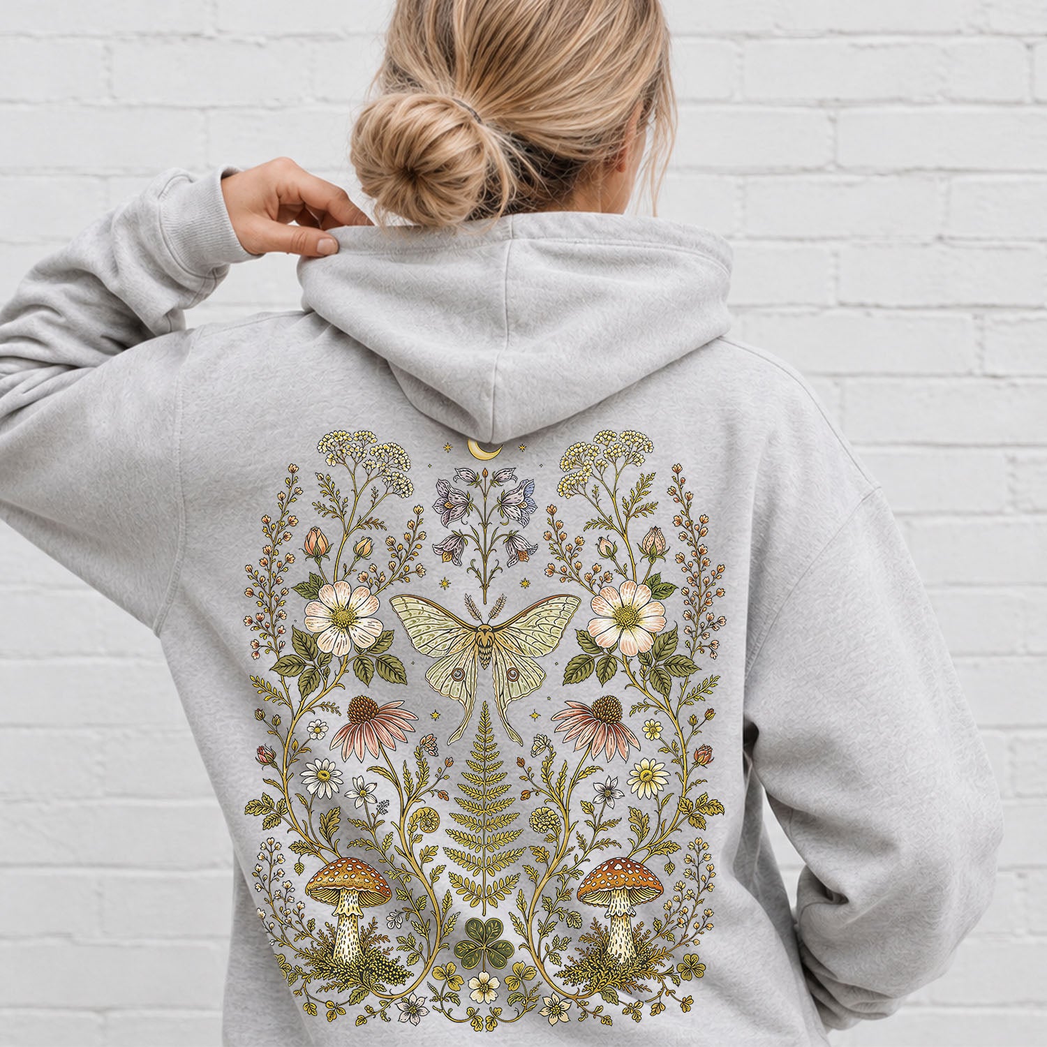 Whimsical Moth Hooded Sweatshirt
