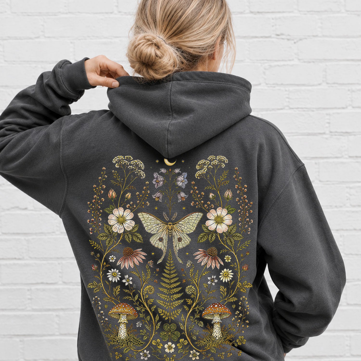Whimsical Moth Hooded Sweatshirt