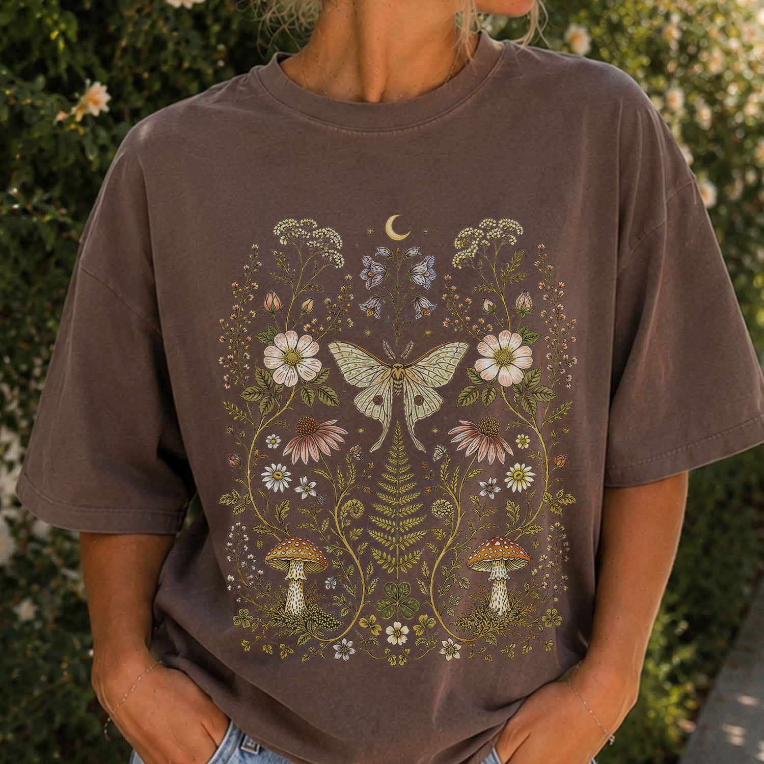 Whimsical Moth Wildflower T-Shirt