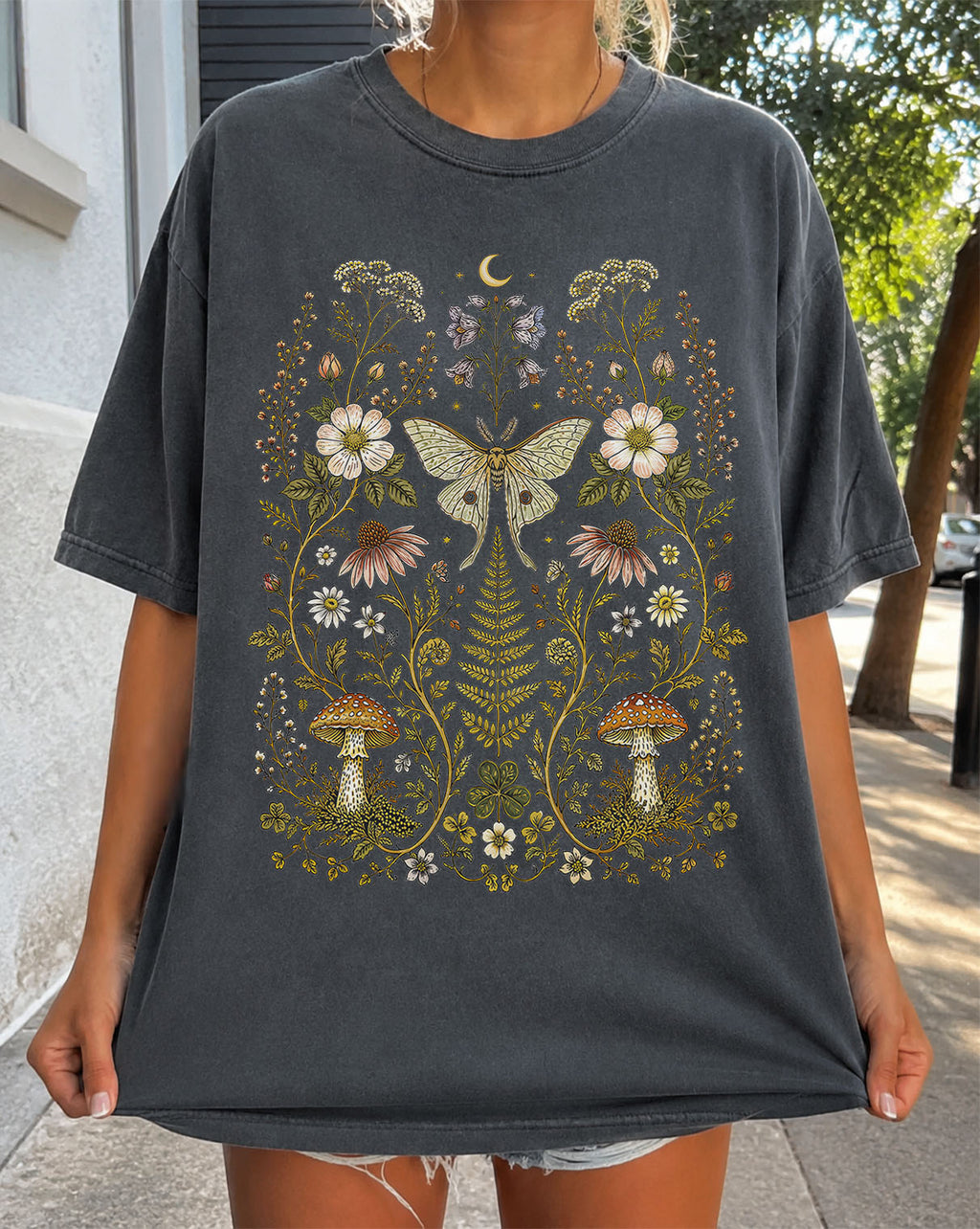 Whimsical Moth Wildflower T-Shirt