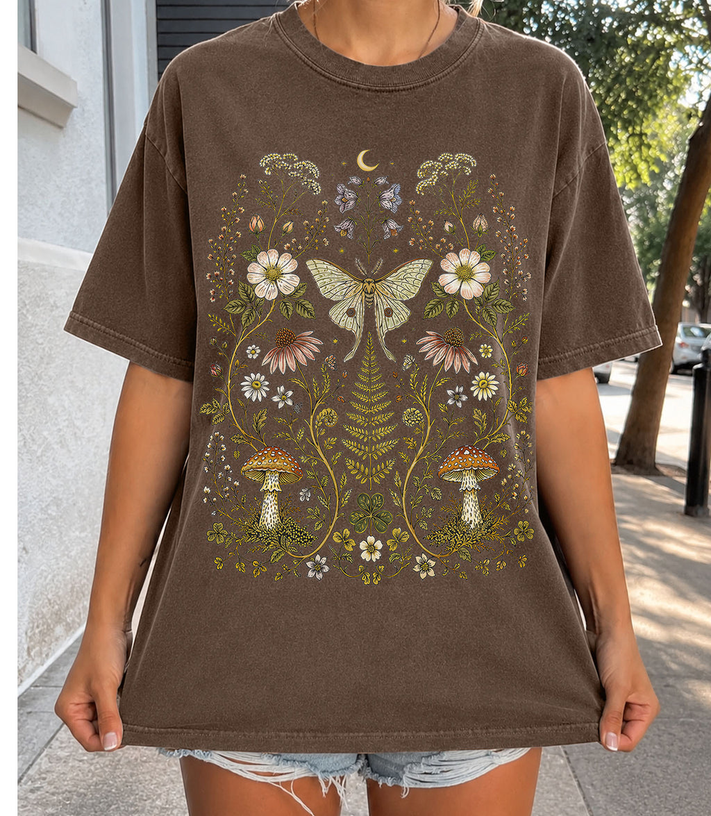 Whimsical Moth Wildflower T-Shirt