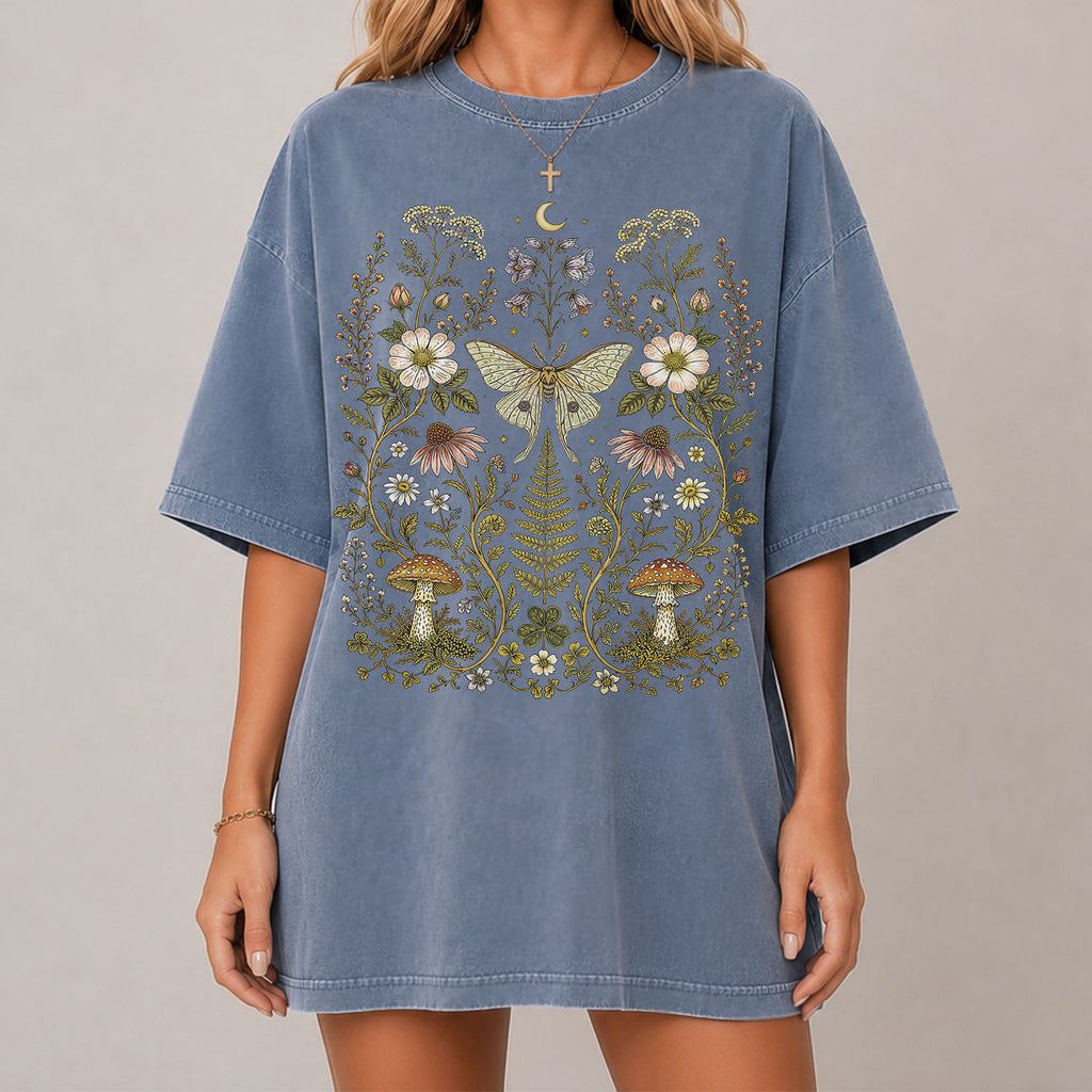 Whimsical Moth Wildflower T-Shirt