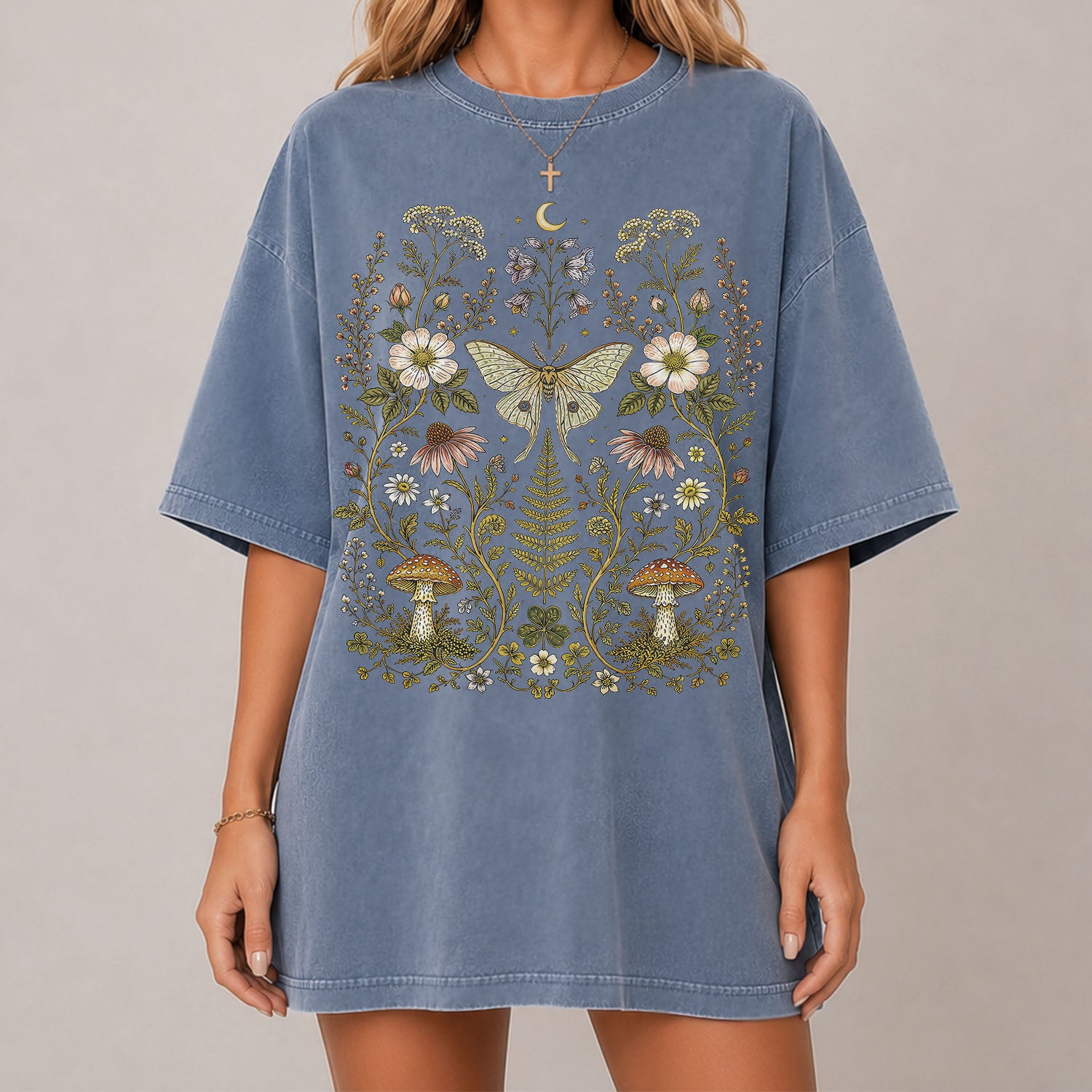 Whimsical Moth Wildflower T-Shirt