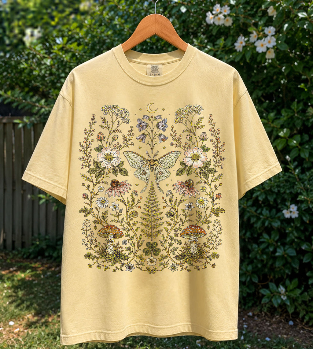 Whimsical Moth Wildflower T-Shirt