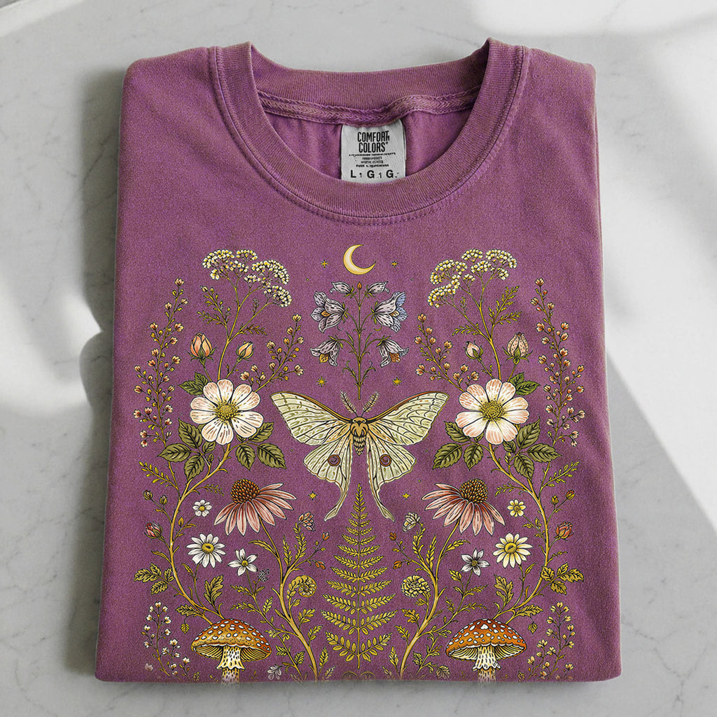 Whimsical Moth Wildflower T-Shirt