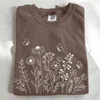 White Wildflower Sketch T-Shirt - Espresso / S - T-Shirt